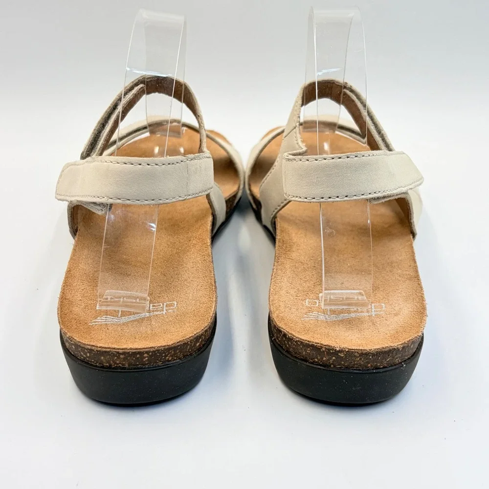 Dansko Ronda Cork‎ Sandals Nubuck Ivory Triple Strap Comfort Womens 40 US 9.5-10